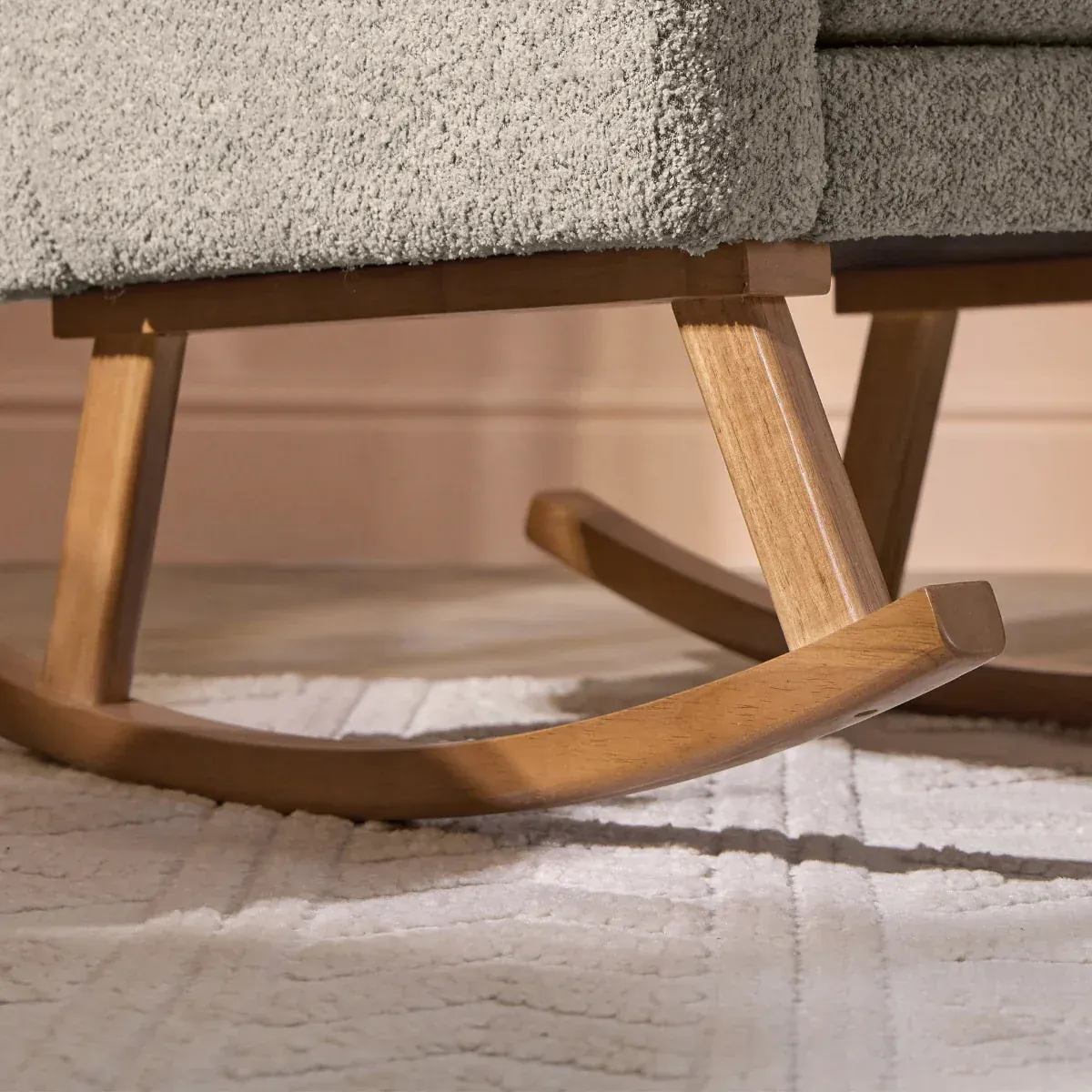 Tutti Bambini Oscar Luxe Rocking Chair & Footstool - Teddy Mushroom - Image 4