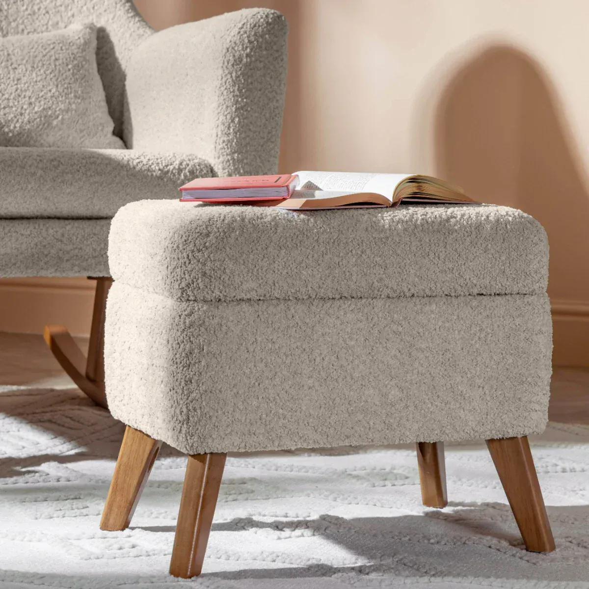 Tutti Bambini Oscar Luxe Rocking Chair & Footstool - Teddy Sage - Image 8
