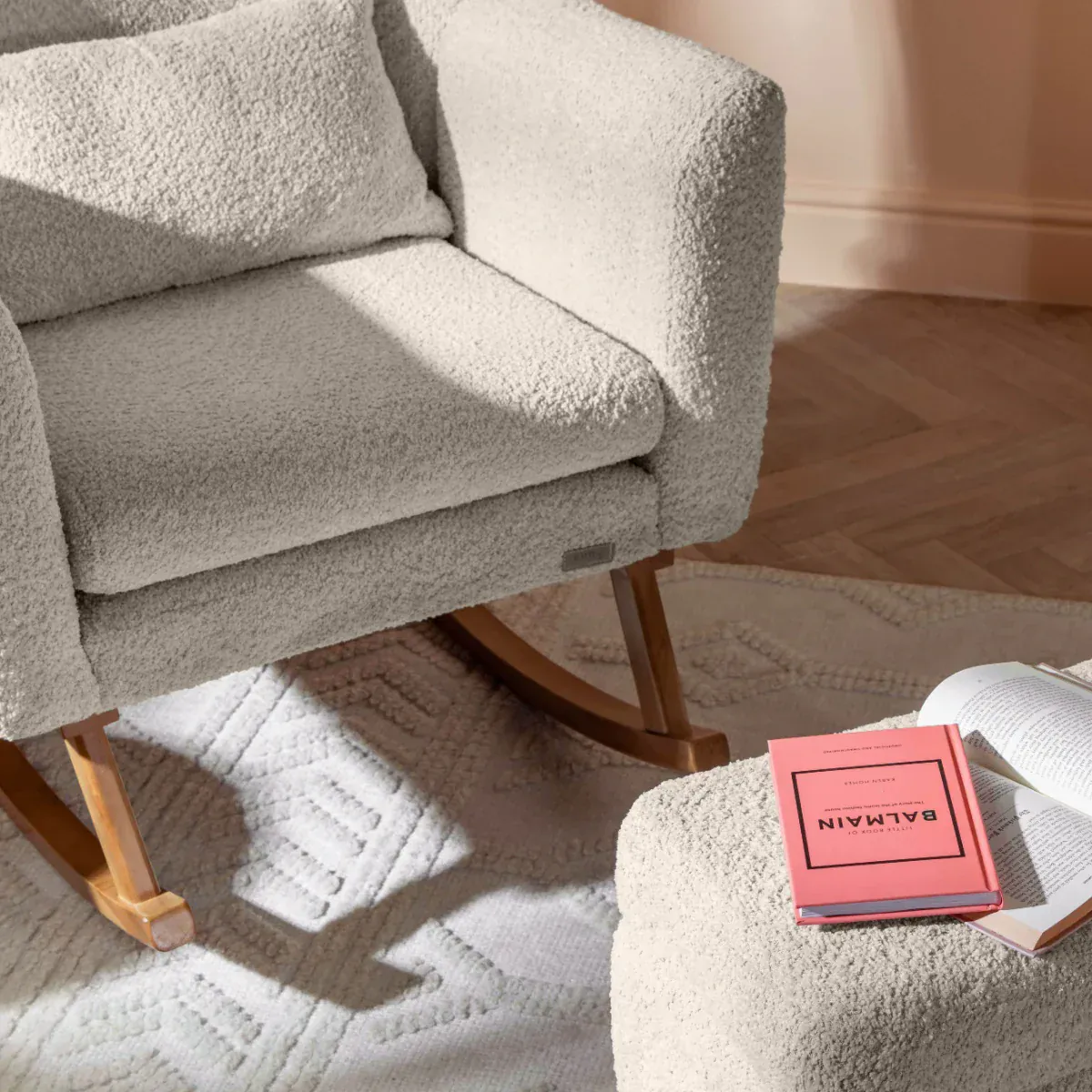 Tutti Bambini Oscar Luxe Rocking Chair & Footstool - Teddy Sage - Image 9