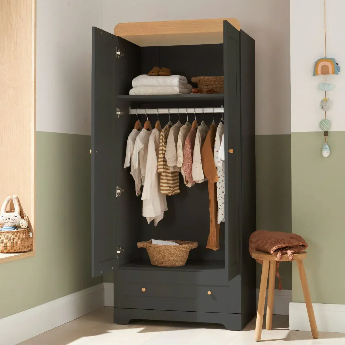 Tutti Bambini Rio 5 Piece Room Set - Honey Oak & Slate Grey - Image 12