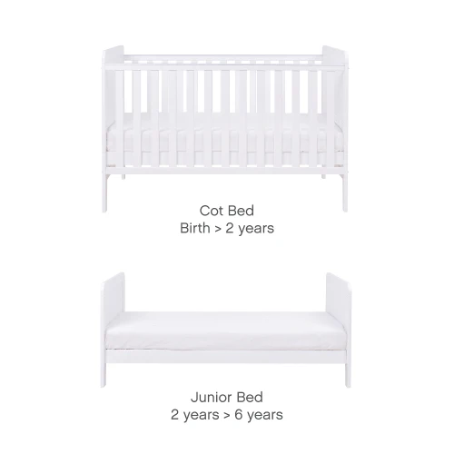 Tutti Bambini Rio Cot Bed with Cot Top Changer & Mattress - White - Image 3