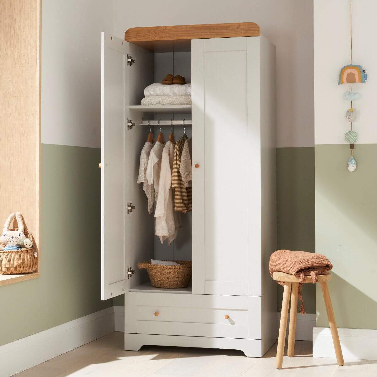 Tutti Bambini Rio Wardrobe - Dove Grey/Oak - Image 2