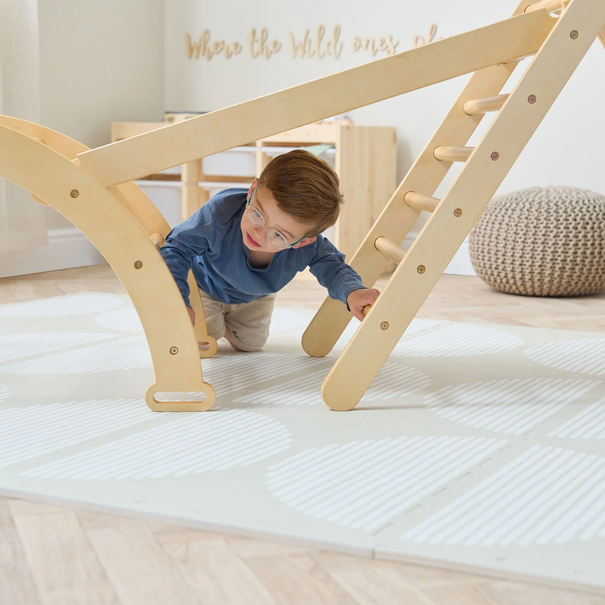 Tutti Bambini Scala Montessori 3-in-1 Pikler Climbing Frame with Climbing Wall - Natural - Image 14