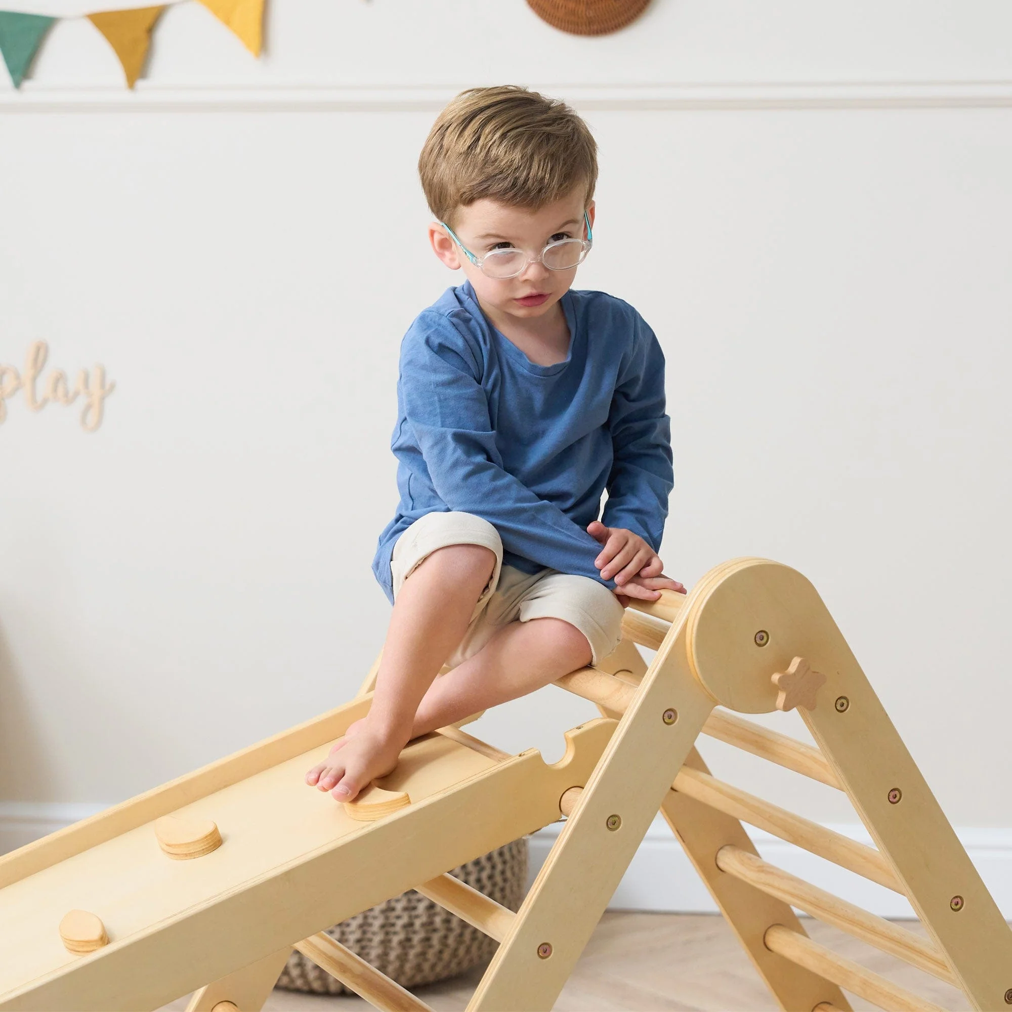 Tutti Bambini Scala Montessori 3-in-1 Pikler Climbing Frame with Climbing Wall - Natural - Image 23