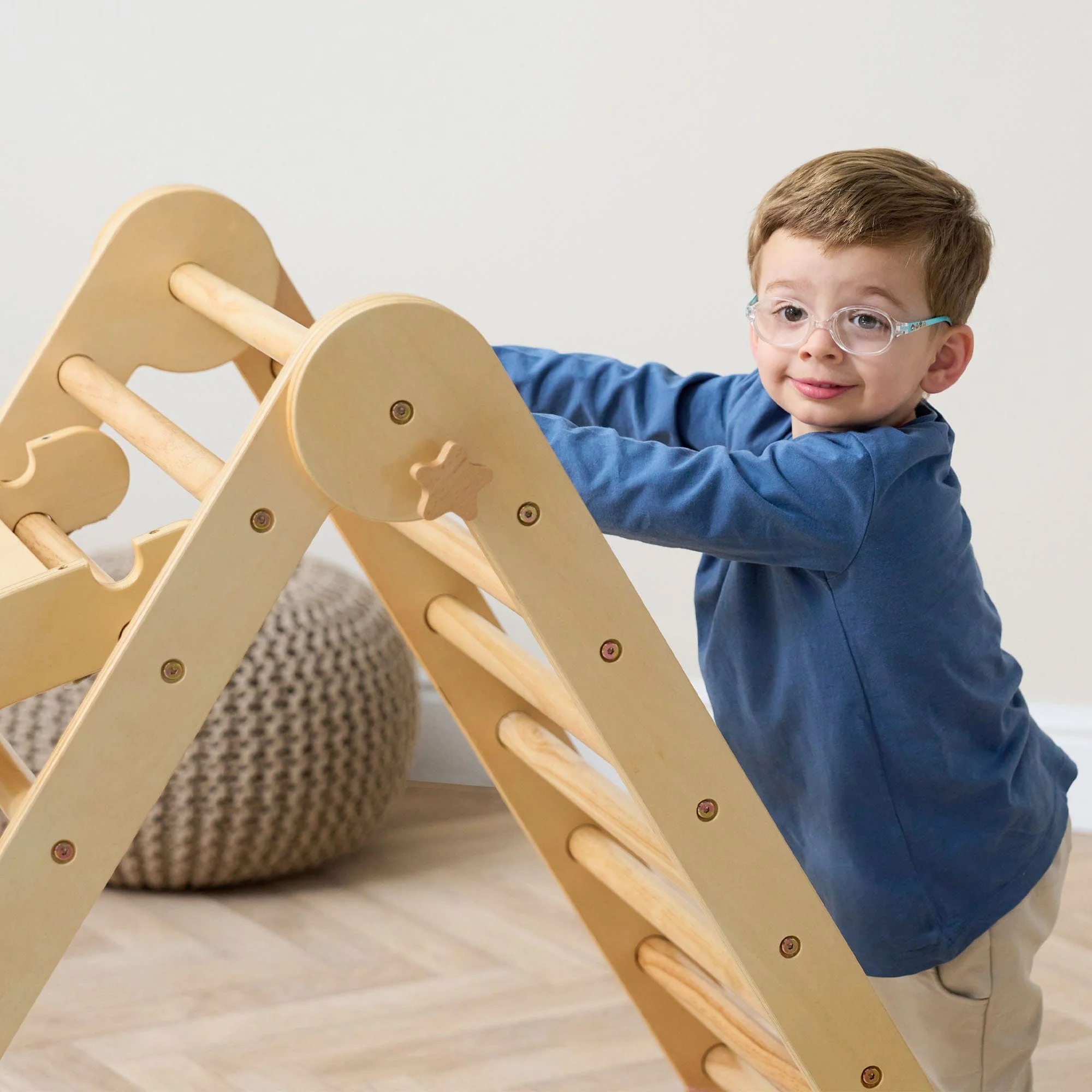 Tutti Bambini Scala Montessori 3-in-1 Pikler Climbing Frame with Climbing Wall - Natural - Image 24
