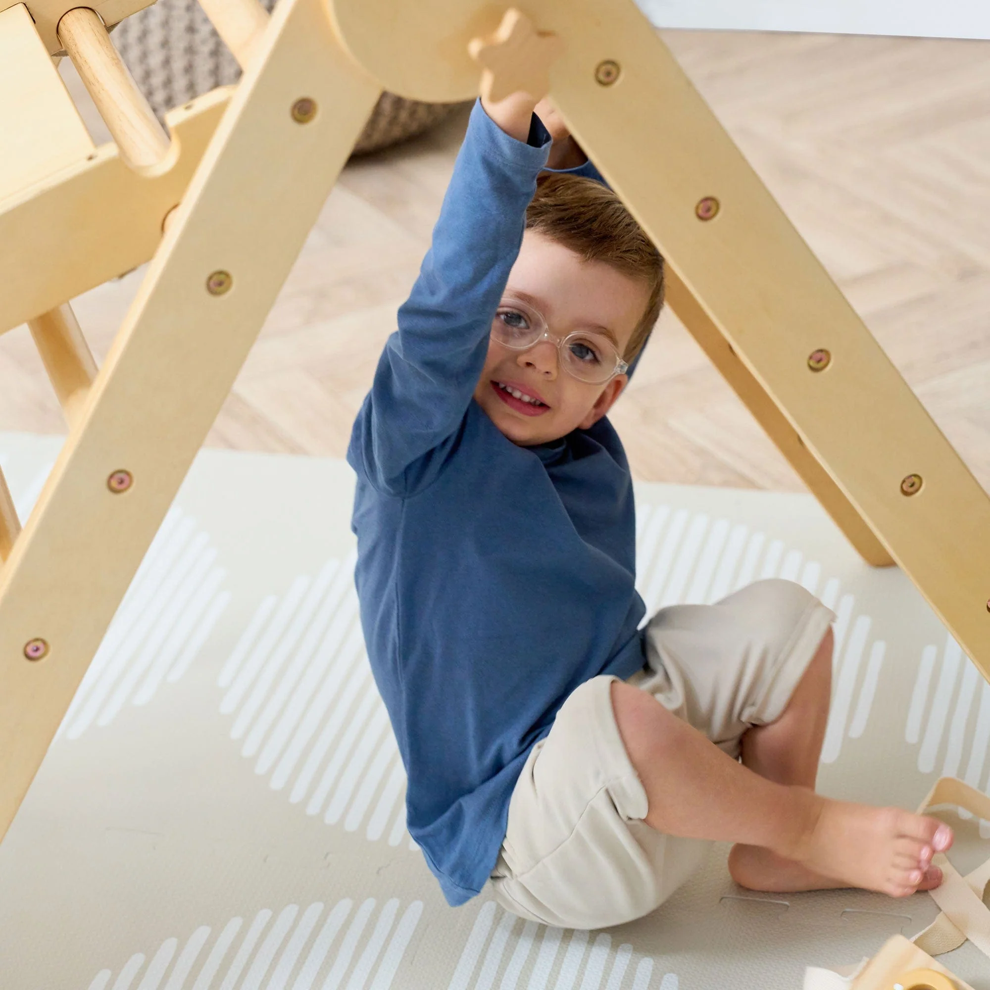 Tutti Bambini Scala Montessori 3-in-1 Pikler Climbing Frame with Climbing Wall - Natural - Image 6