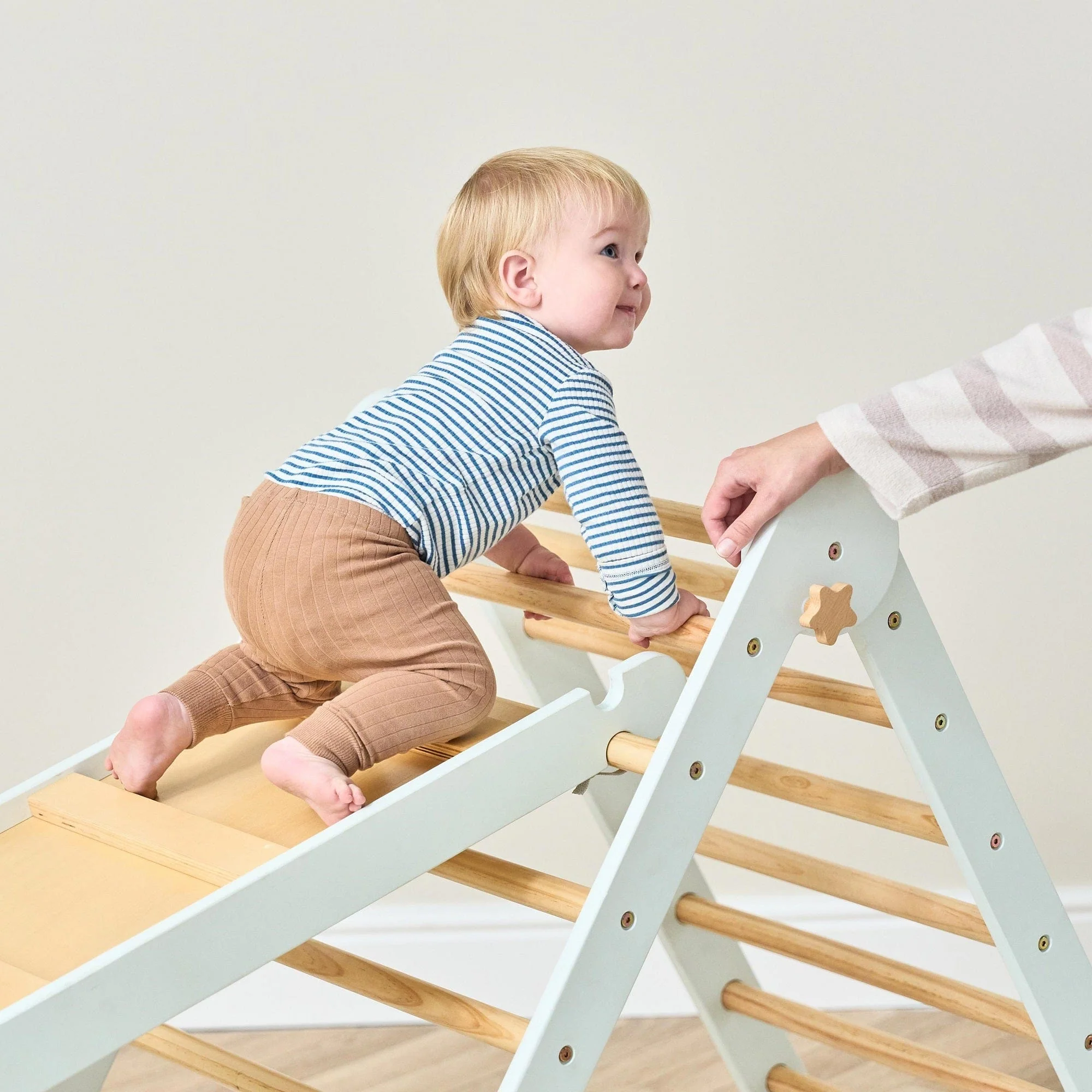 Tutti Bambini Scala Montessori 3-in-1 Pikler Climbing Frame with Climbing Wall - Sea Mist - Image 4