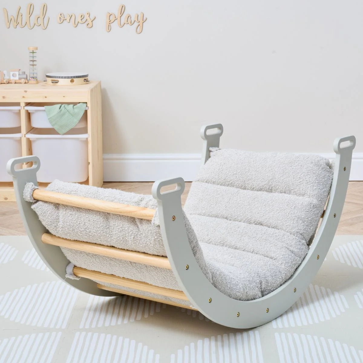 Tutti Bambini Scala Montessori Pikler Rocking Frame Cushion - Boucle Mushroom - Image 7