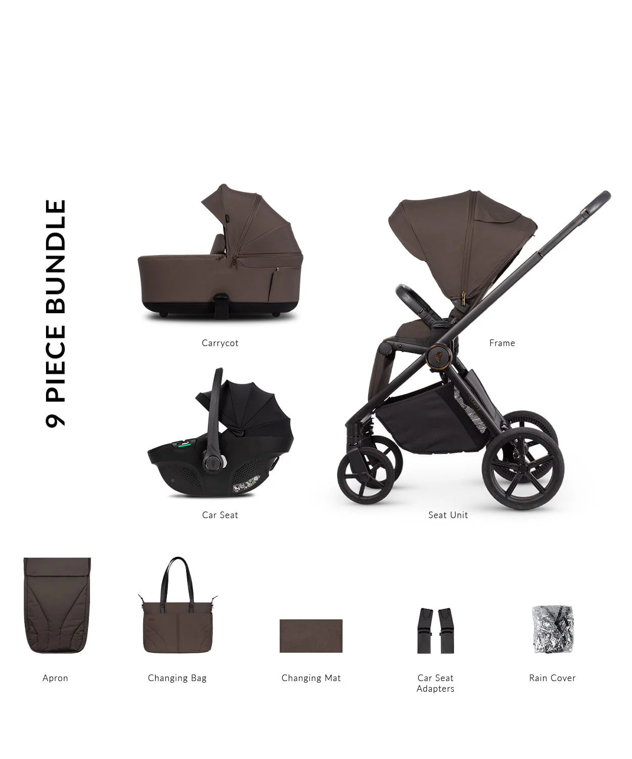Venicci Claro 2 3in1 (Tiago) Travel System - Chocolate/Black