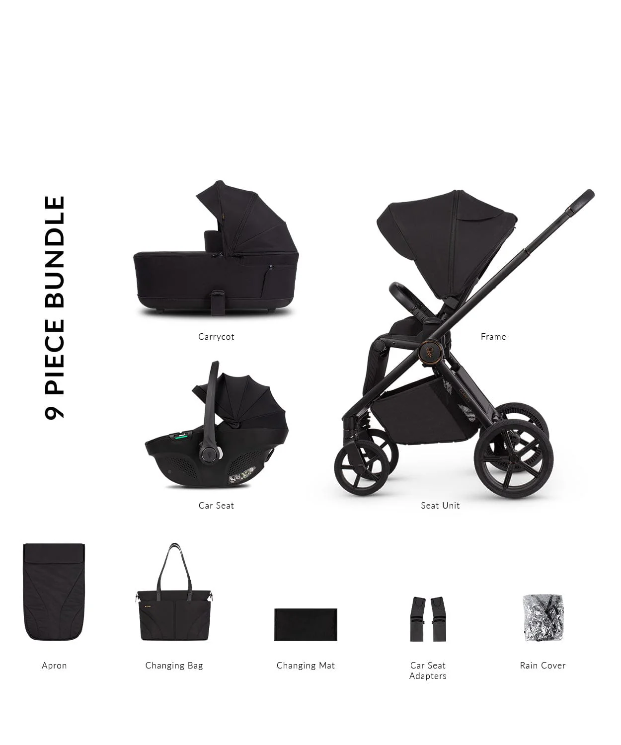 Venicci Claro 2 3in1 (Tiago) Travel System - Noir/Black