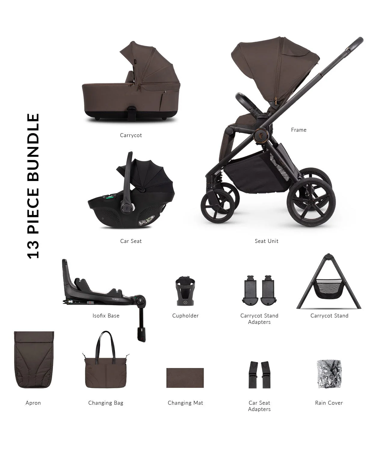 Venicci Claro 2 4in1 Plus (Tiago) Travel System - Chocolate/Black