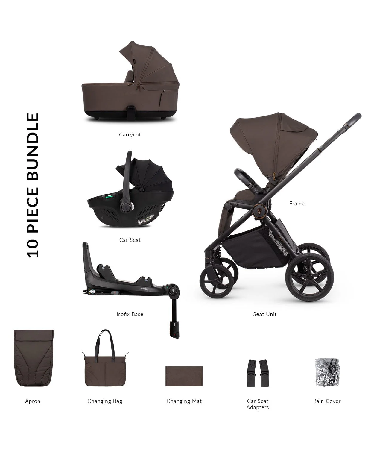 Venicci Claro 2 4in1 (Tiago) Travel System - Chocolate/Black