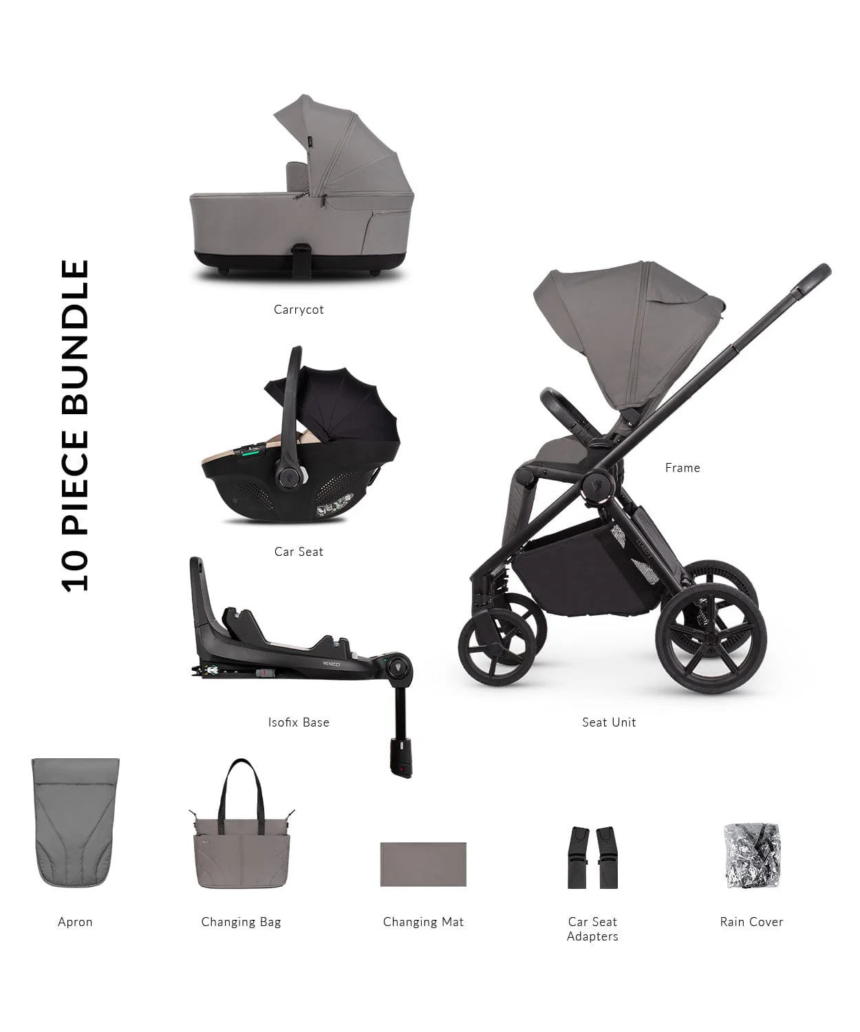 Venicci Claro 2 4in1 (Tiago) Travel System - Fog/Beige