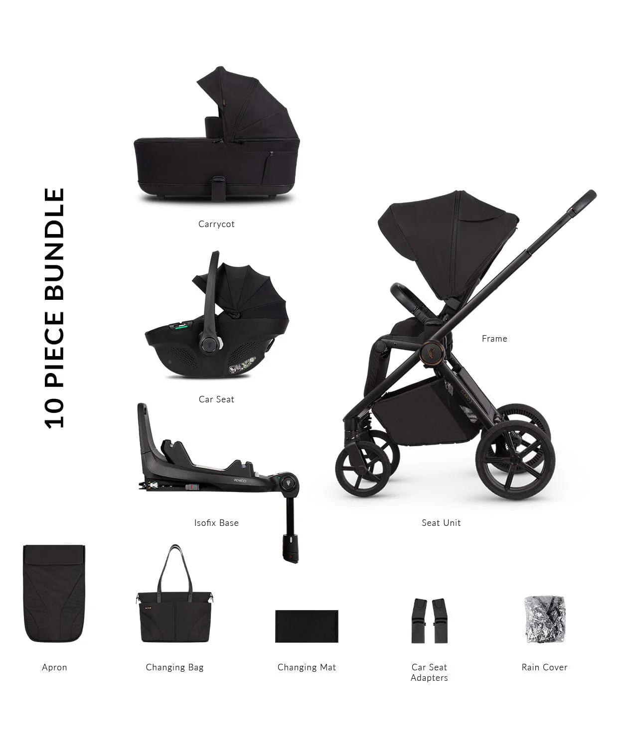 Venicci Claro 2 4in1 (Tiago) Travel System - Noir/Black