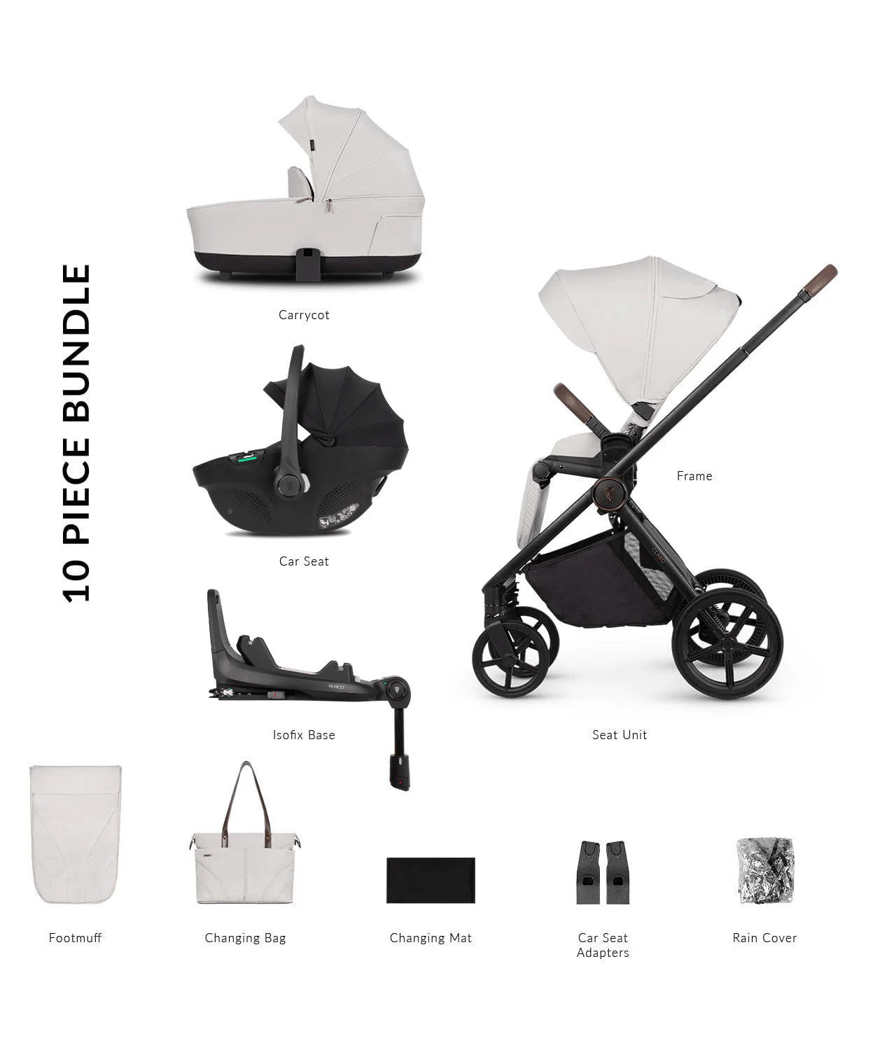 Venicci Claro 4in1 (Tiago) Travel System - Vanilla/Black