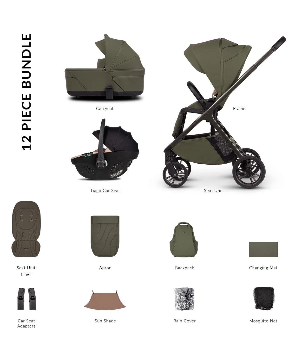 Venicci Tila 3in1 Travel System - Olive/Beige