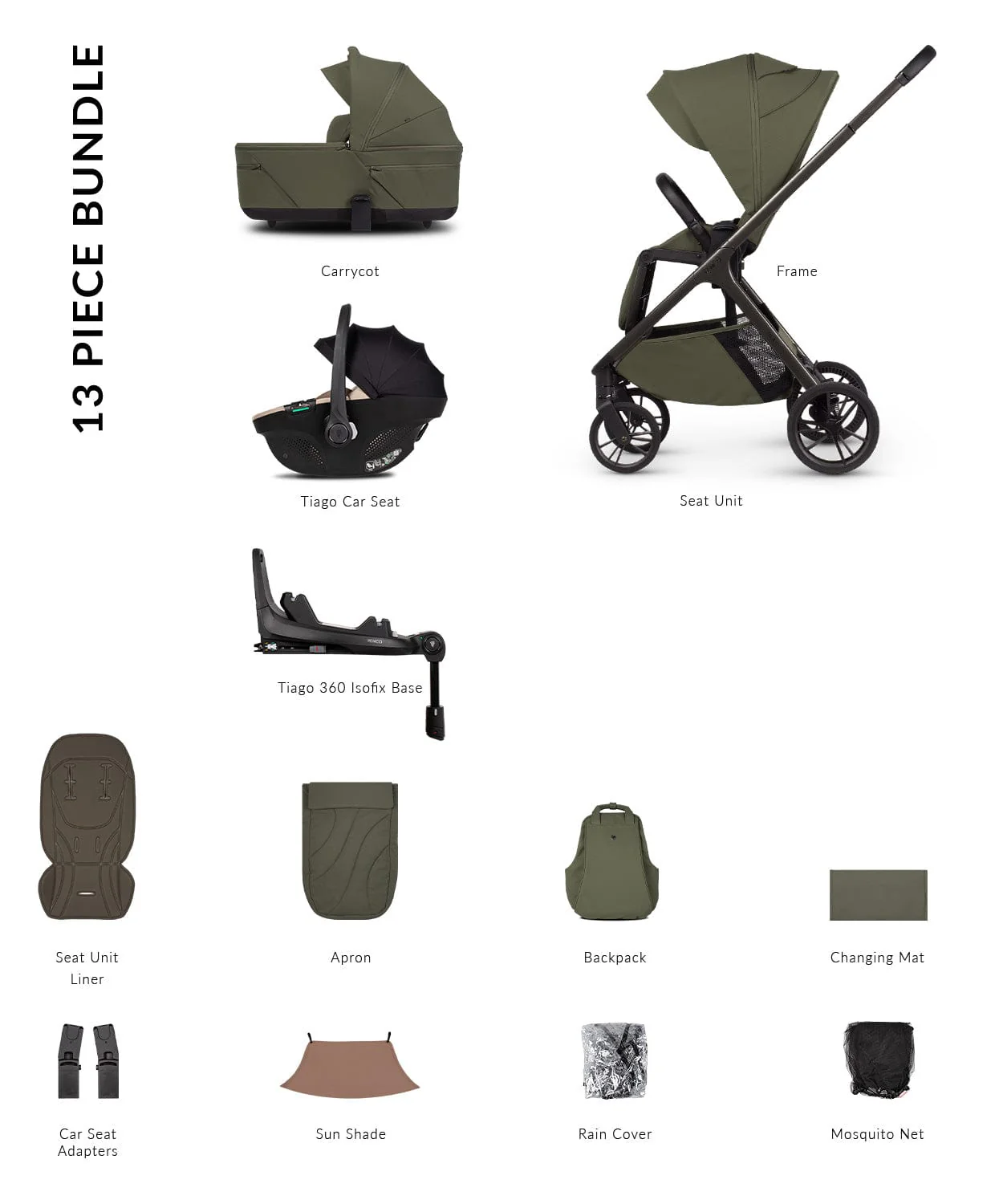 Venicci Tila 4in1 Travel System - Olive/Beige
