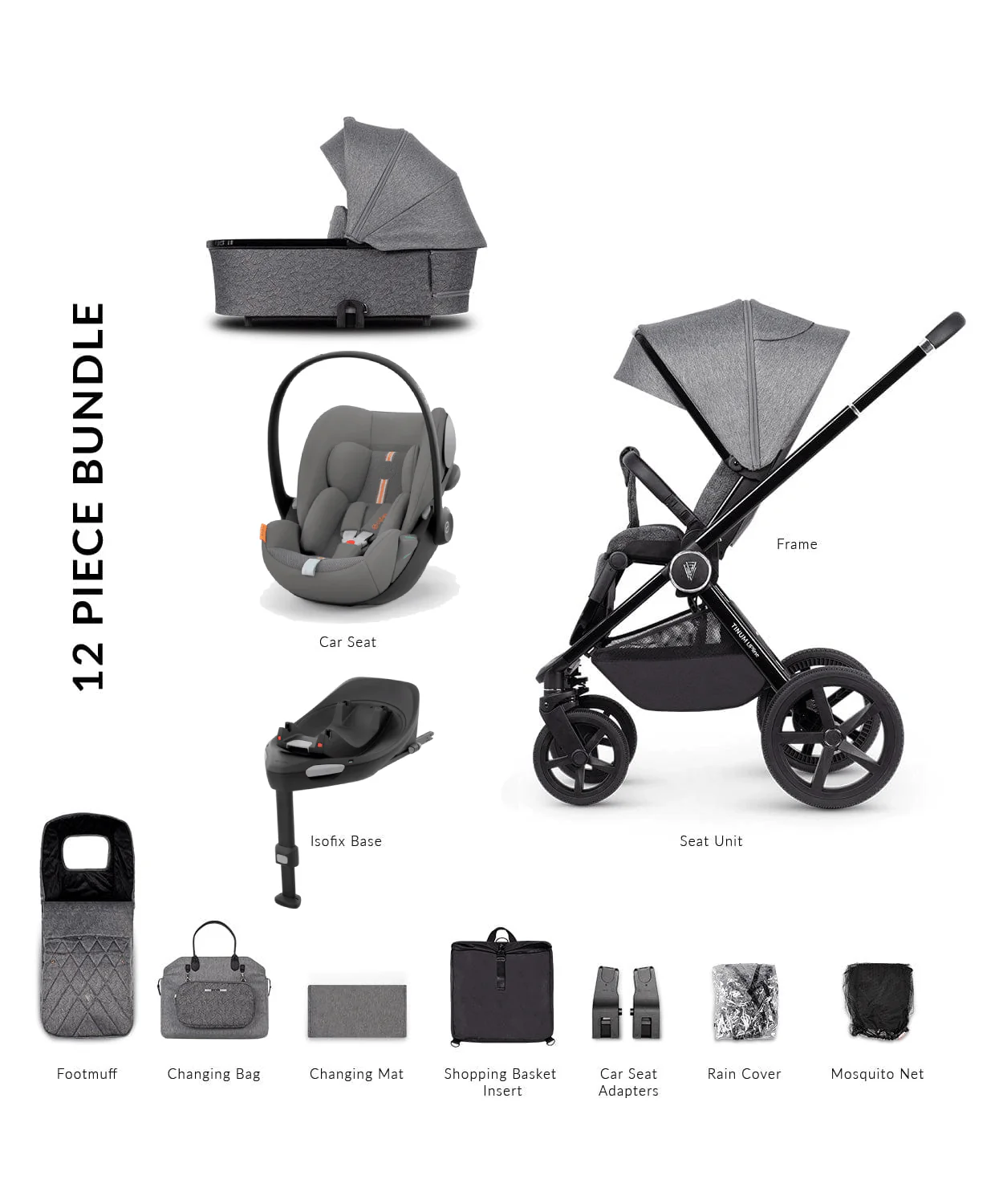 Venicci Tinum UPLINE (Cloud G Plus) Travel System - Slate Grey