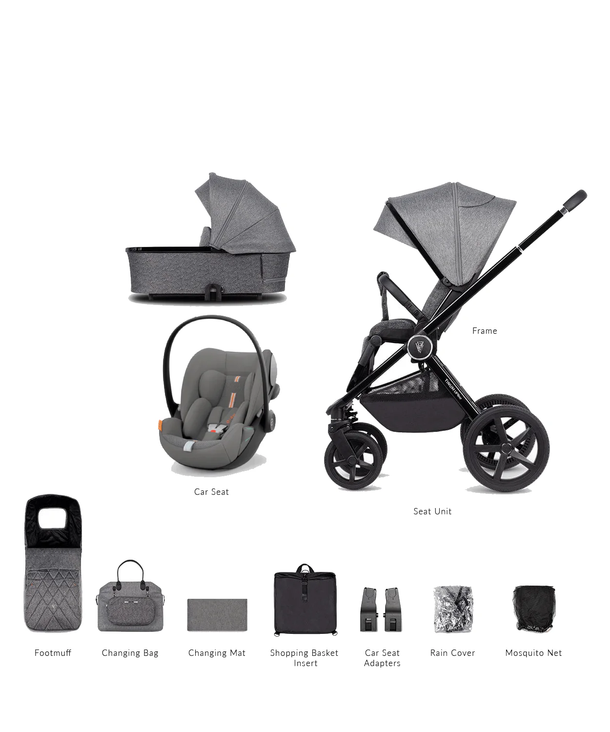 Venicci Tinum UPLINE (Cloud G Plus) Travel System - Slate Grey (No Base)